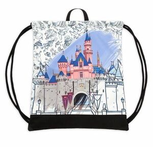 Disney Parks Disneyland Cinderella Castle Drawstring Backpack Bag Tote Sling Sac